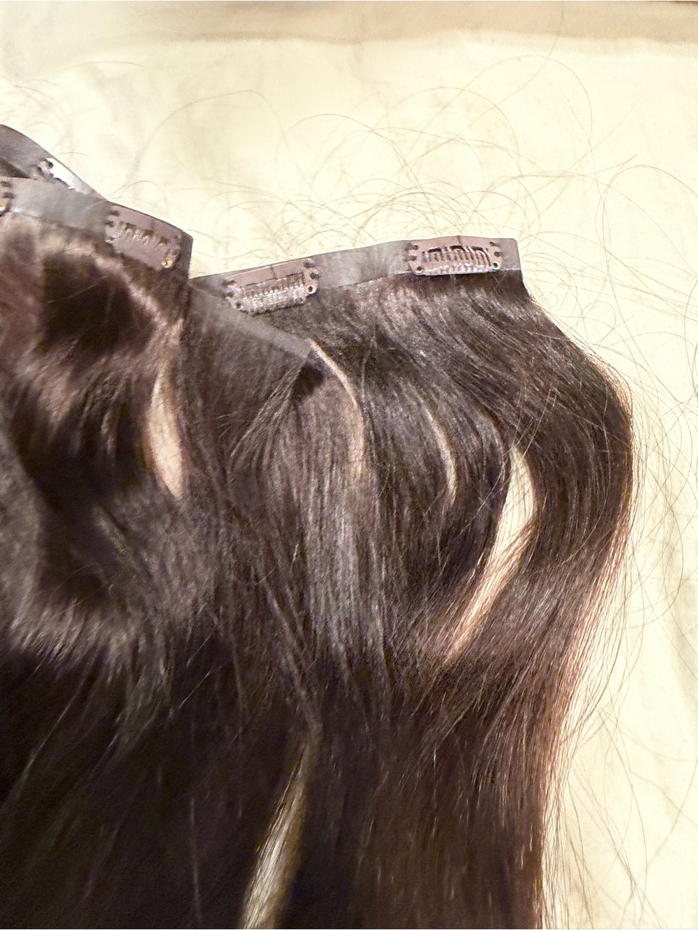 Dark Brown Clip-In Human Hair Extensions - Unbranded